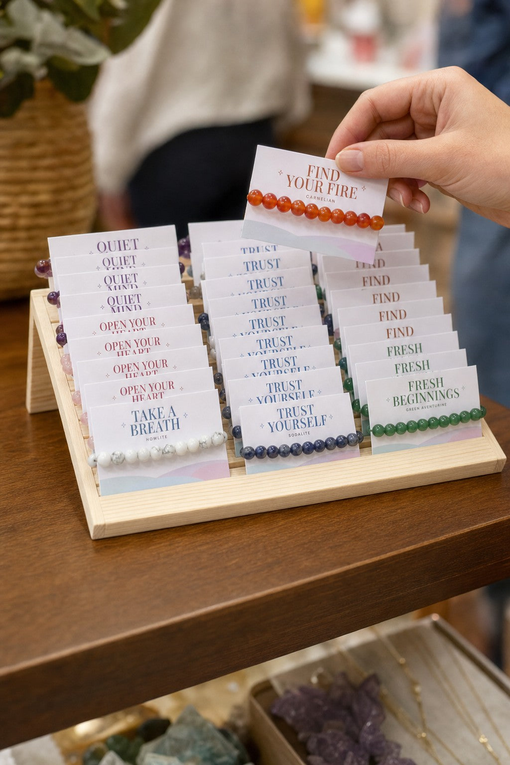 Intention Bracelet Display Kit - 30 Bracelets + Counter Stand from Stonebridge Imports