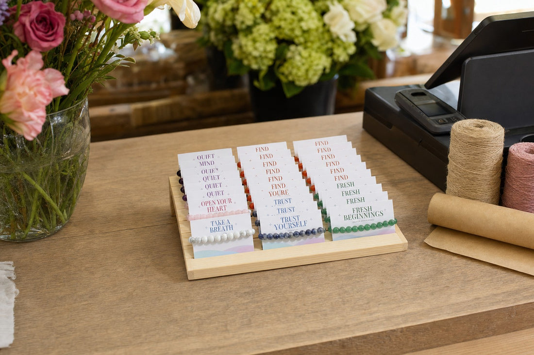 Intention Bracelet Display Kit - 30 Bracelets + Counter Stand from Stonebridge Imports