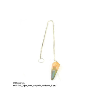 Pointed Hybird Aqua and Tangerine Aura Pendulum    from Stonebridge Imports