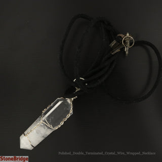 Clear Quartz Necklace - Wrapped Double Terminated Point    from Stonebridge Imports