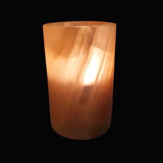 Aragonite Amber Round Candle Holder - Tall    from Stonebridge Imports