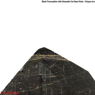 Black Tourmaline & Hematite Cut Base, Polished Point U#12    from Stonebridge Imports
