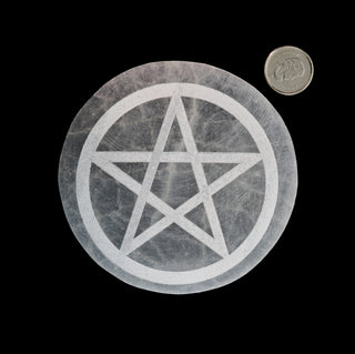 Selenite Thick Charging Plate - Pentagram    from Stonebridge Imports