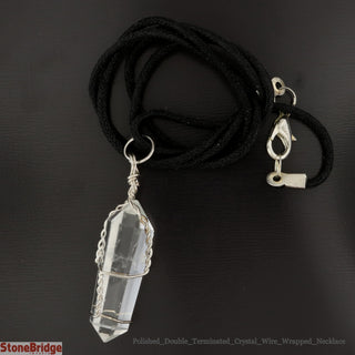Clear Quartz Necklace - Wrapped Double Terminated Point    from Stonebridge Imports