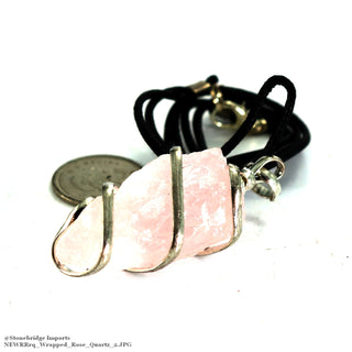 Rose Quartz Necklace - Wrapped Rough Stone    from Stonebridge Imports