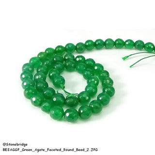 Green Agate Faceted - Round Strand 15" - 4mm    from Stonebridge Imports