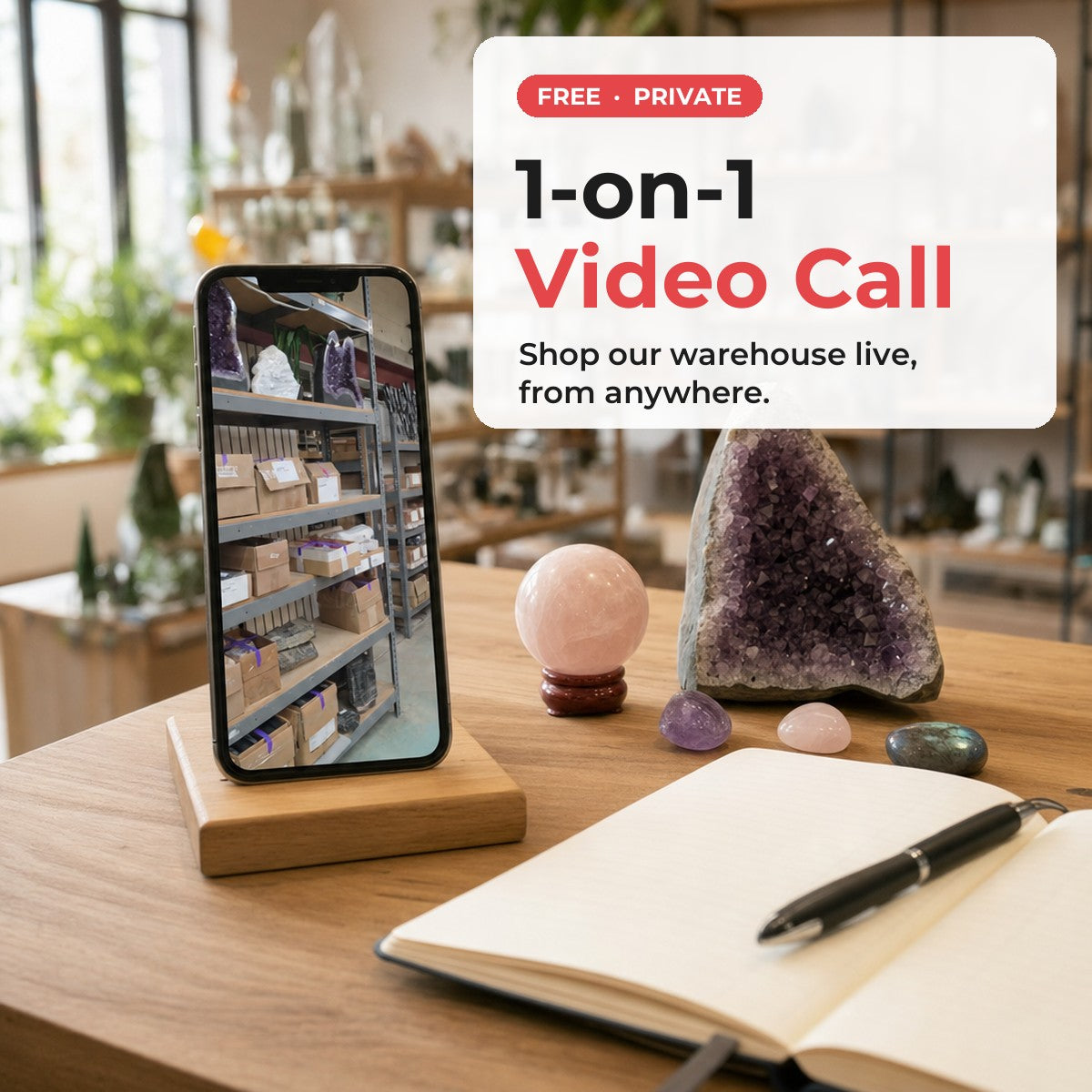 Free 1-on-1 video call to shop the Stonebridge Imports warehouse live