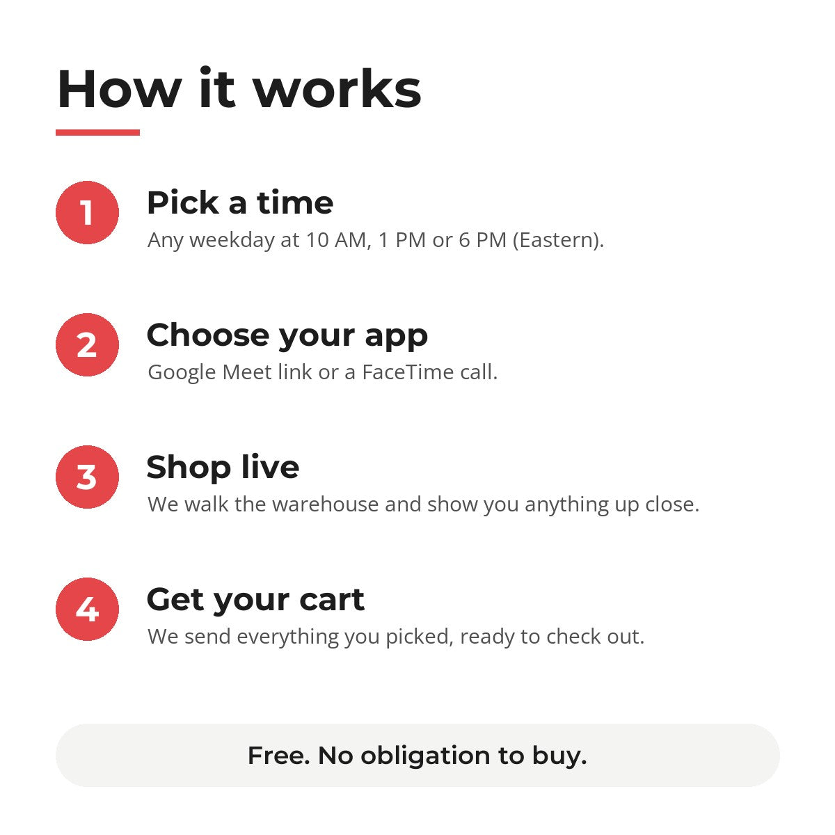 How the free 1-on-1 video call works in four steps