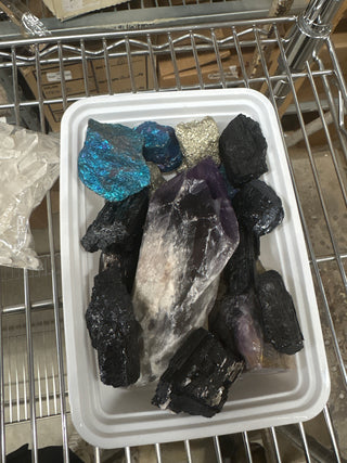 Tourmaline, Pyrite, Chalcopyrite Point/Rough OTT Bundle