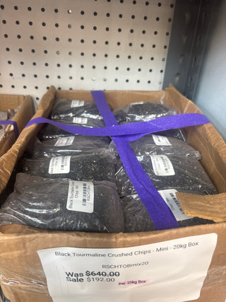 Black Tourmaline Crushed Chips - Mini - 20kg Box from Stonebridge Imports
