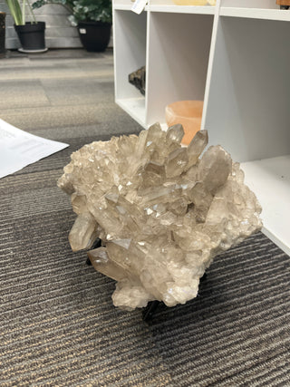 Smoky Quartz Cluster on Iron Stand U#2 - 10" from Stonebridge Imports
