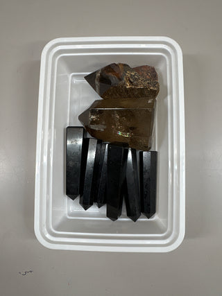 Larvikite, Smoky Quartz, Tiger Eye Points - Hamilton Collection 030 from Stonebridge Imports