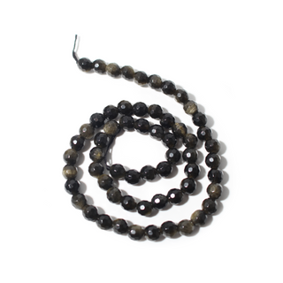 Gold Sheen Obsidian Bead Strand 15" - 6mm Faceted from Stonebridge Imports