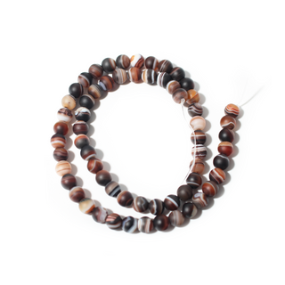 Banded Onyx (Sardonyx) Bead Strand 15" - 6mm Matte from Stonebridge Imports