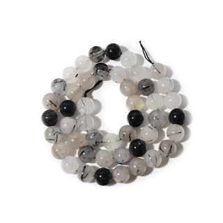 Tourmalinated Quartz Bead Strand