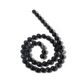 Banded Black Onyx Bead Strand 15" - 8mm from Stonebridge Imports