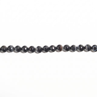 Black Agate With White Stripe Faceted - Round Strand 15" - 8mm (Enhanced) from Stonebridge Imports
