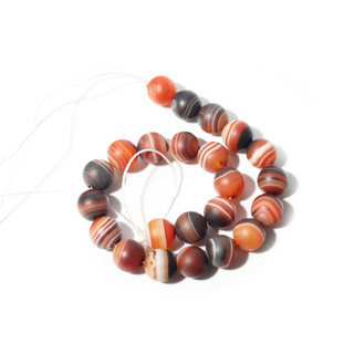 Banded Onyx (Sardonyx) Bead Strand 7" - 8mm Matte from Stonebridge Imports