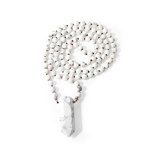 Howlite White Mala w/ Point - 8mm - 108 Beads from Stonebridge Imports