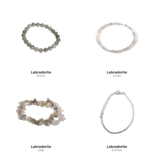 Labradorite Bead Bracelet Size Set: Labradorite 8 mm, Labradorite 4 mm, Labradorite Chip, Labradorite 2-3 mm