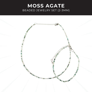 Moss Agate Beaded Jewelry Set (2-3mm) from Stonebridge Imports