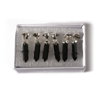 Black Tourmaline Point Sterling Silver Pendant - 6 pack    from Stonebridge Imports