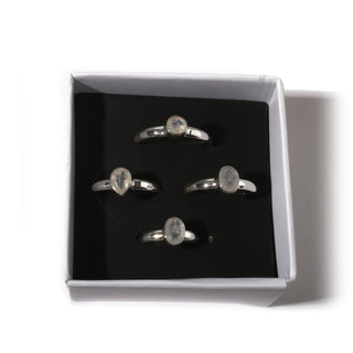 Rainbow Moonstone Sterling Silver Rings - 4 pack    from Stonebridge Imports