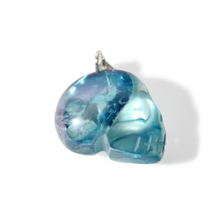 Aqua Aura Skull - 925 Silver Pendant (Enhanced) from Stonebridge Imports