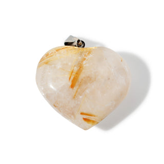 Rutilated Quartz Heart Nickel - 925 Silver Pendant from Stonebridge Imports