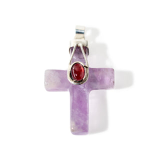Amethyst Cross With Cabochon - 925 Silver Pendant from Stonebridge Imports