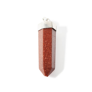 Brown Goldstone Point - 925 Silver Pendant (Synthetic) from Stonebridge Imports