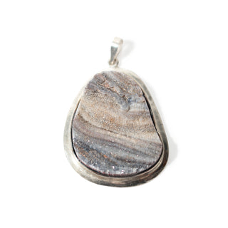 Agate Shell with Silver Bezel - 925 Silver Pendant (Enhanced) from Stonebridge Imports