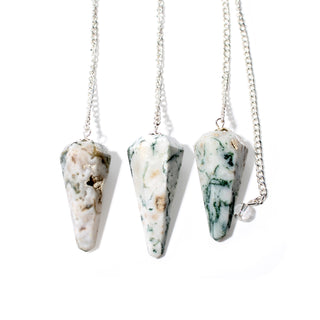 Green Tree Agate Pendulum 6 Facet & Bead - 3 Pack from Stonebridge Imports