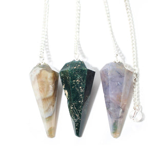 Green Moss Agate Pendulum 6 Facet & Bead - 3 Pack from Stonebridge Imports