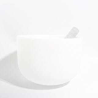 Crystal Singing Bowl, photographed on a clean white background. Stonebridge Imports.