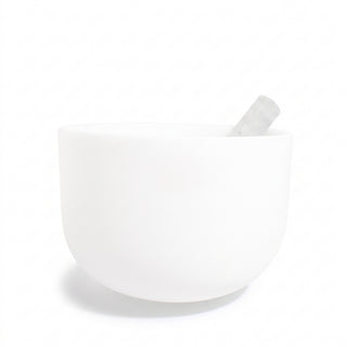 Crystal Singing Bowl, alternate angle photographed on a clean white background. Stonebridge Imports.