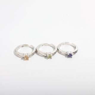 Silver Plated Adjustable Rings - Assorted Stone Type - 3 Pack Split Shank Solitaire from Stonebridge Imports