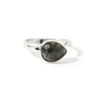 Labradorite Faceted Drop Ring - Adjustable Silver Plated from Stonebridge Imports