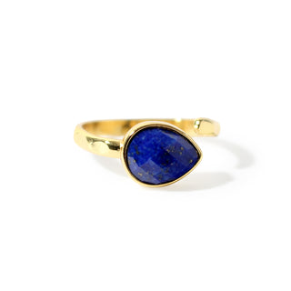 Lapis Lazuli Faceted Drop Ring - Adjustable Gold Plated from Stonebridge Imports