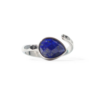 Lapis Lazuli Faceted Drop Ring - Adjustable Silver Plated from Stonebridge Imports
