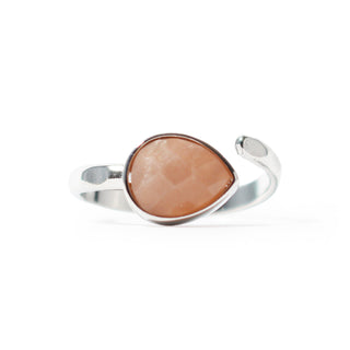 Sunstone Faceted Drop Ring - Adjustable Silver Plated from Stonebridge Imports