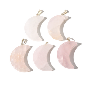 Rose Quartz B Crescent Moon Pendant - Pack of 5    from Stonebridge Imports