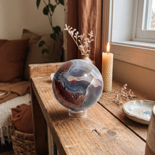 Natural Agate Sphere Unique #1 - 3 3/8" from Stonebridge Imports