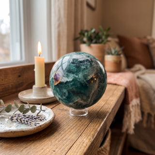 Fluorite Green and Purple Sphere Unique #13 from Stonebridge Imports