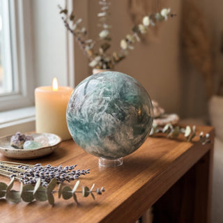 Fluorite Green and Purple Sphere Unique #21 - 4" from Stonebridge Imports