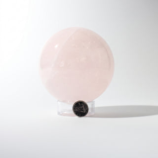 Rose Quartz Sphere Unique #34 - 3 5/8", alternate angle photographed on a clean white background. Stonebridge Imports.