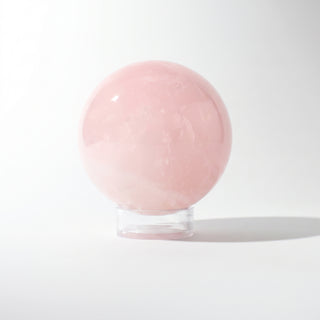 Rose Quartz Sphere Unique #37 - 3 5/8", photographed on a clean white background. Stonebridge Imports.