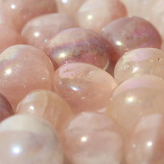 Rainbow Aura Rose Quartz Tumbled Stones (Enhanced) from Stonebridge Imports