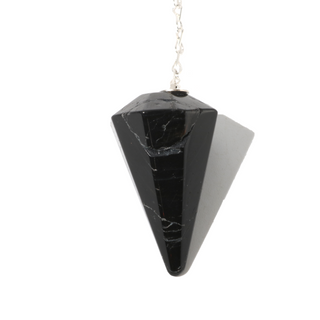 Tourmaline with Hematite 8 Facet Pendulum - 1" to 1 3/4"    from Stonebridge Imports