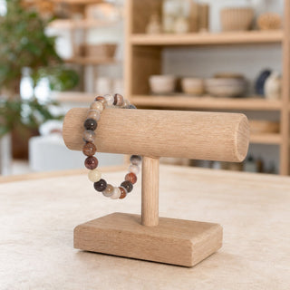 Botswana Agate bead bracelet, lifestyle photo